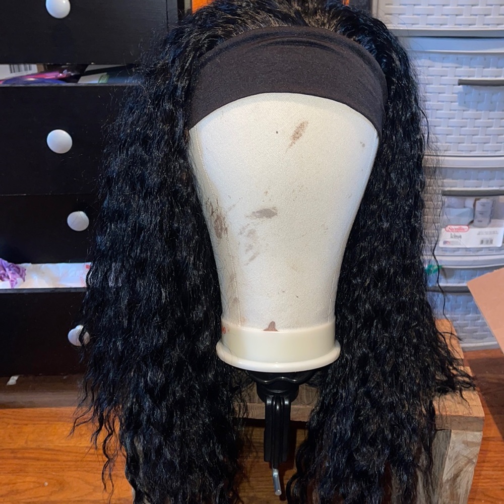 Wavy synthetic headband wig 1B
